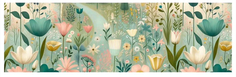Quadro su tela – Prato in fiore nella valle silenziosa