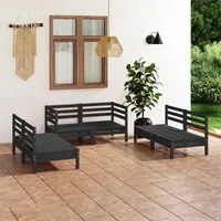 Set Divani da Giardino 6 pz Nero in Legno Massello di Pino 3082556