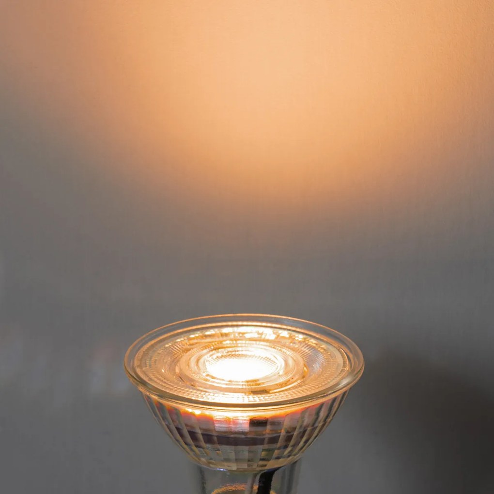 Set di 5 lampadine LED GU10 50mm trasparenti, 4.5W 380 lm, temperatura colore dimmerabile a 3 fasi (2000-2700K)