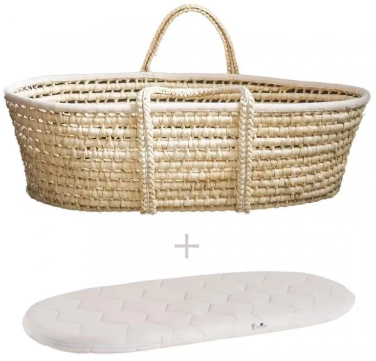 Ahojbaby cesta di Mosè per bambino Corn Natural + materasso Basic