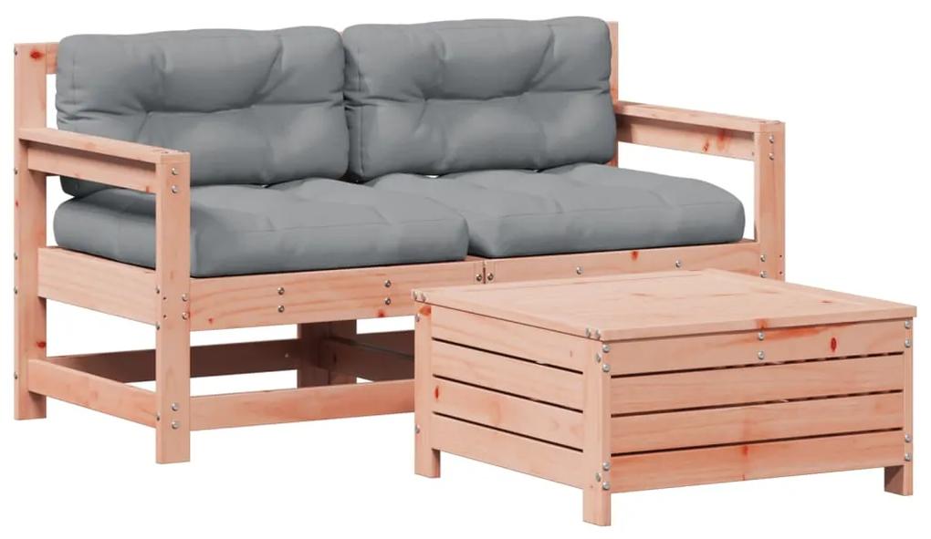 Set divani giardino 3pz con cuscini legno massello di douglas