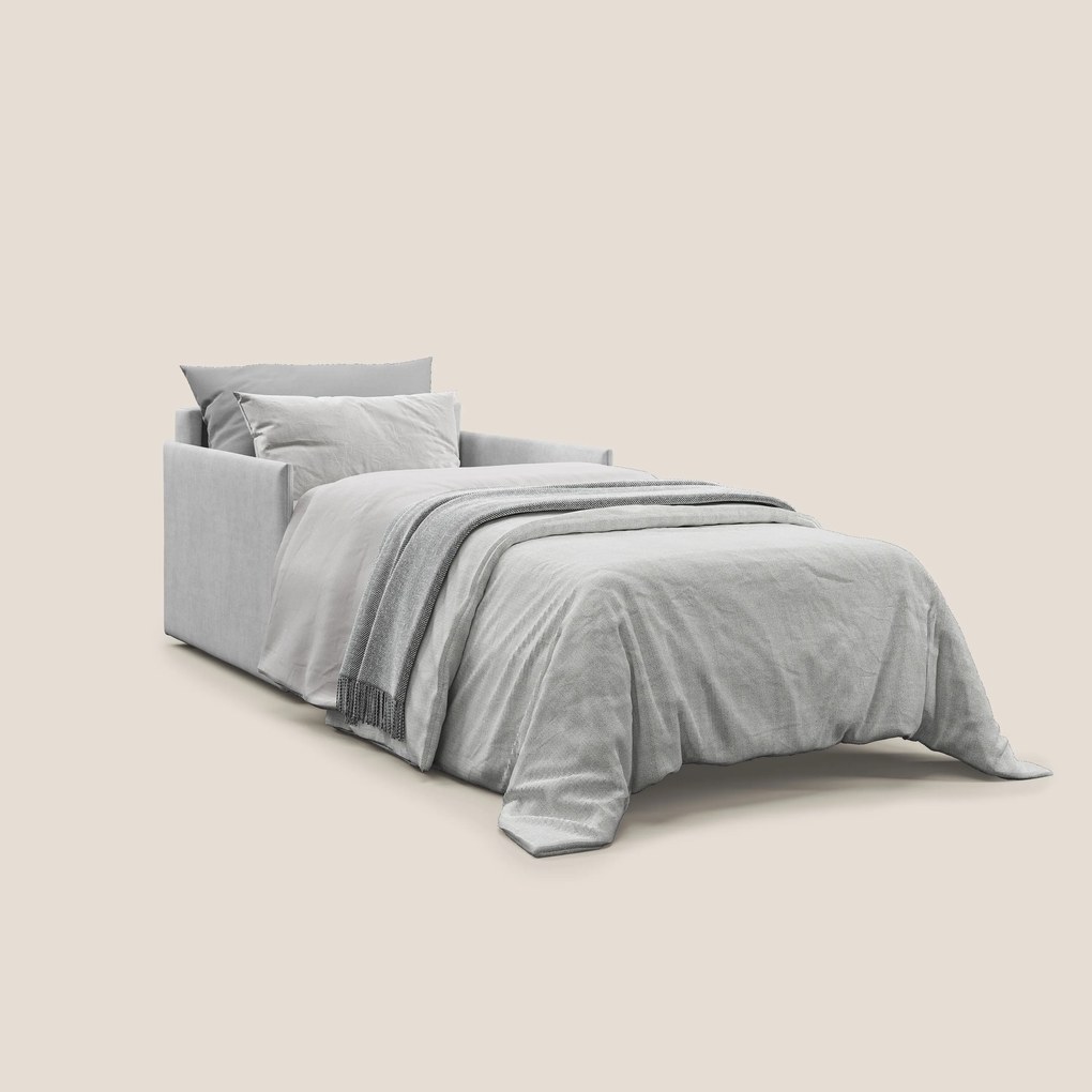 Evans poltrona letto in morbido tessuto impermeabile T02 grigio chiaro