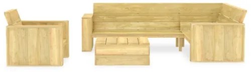 Set Divani da Giardino 3 pz in Legno di Pino Impregnato