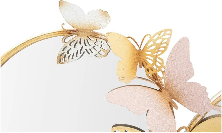 Specchio da parete con decoro Farfalle rosa-oro, 81 x 52,5 cm - Mauro Ferretti