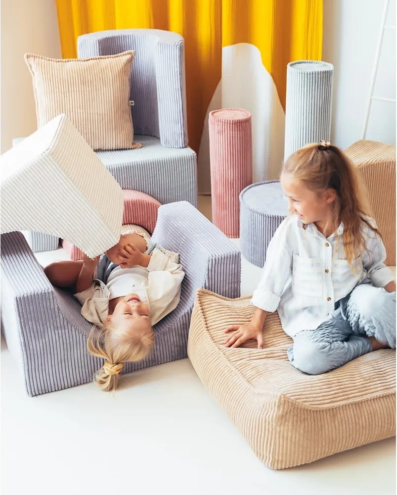 Set per psicomotricità blu in velluto a coste 75x49x37 cm Rainbow Montessori – Wigiwama