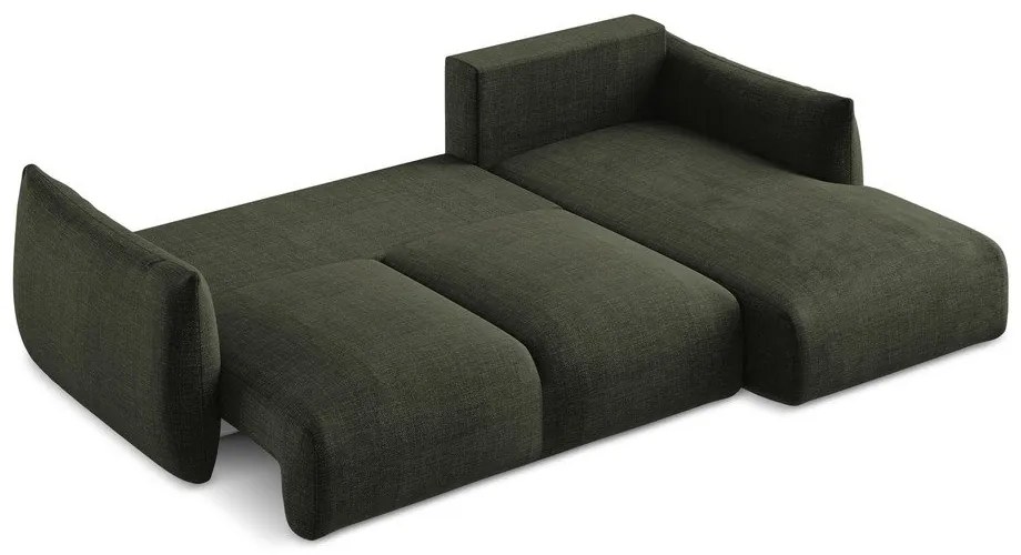 Divano angolare verde allungabile (con penisola a destra/con chaise lounge) Leila – Makamii