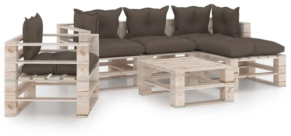 Set divani da giardino pallet 6 pz con cuscini in legno di pino