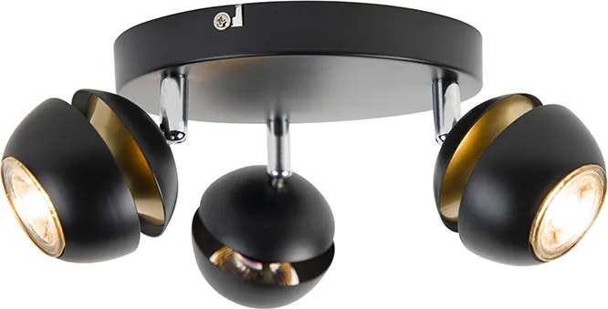 Faretto moderno a 3 luci nero con interno dorato - Buell Deluxe