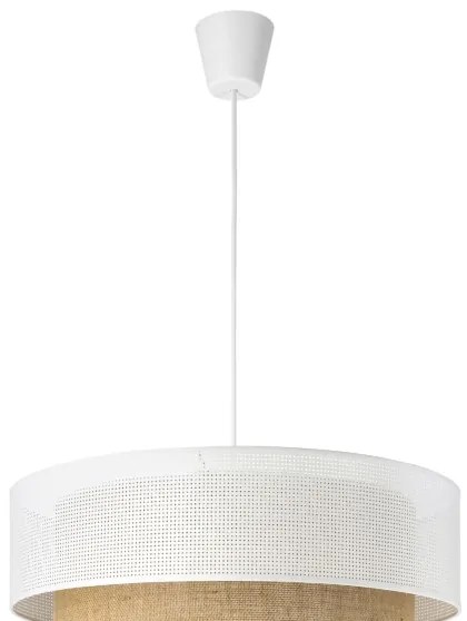 Lampadario a sospensione con cavo BORHO 1xE27/60W/230V Ø 40 cm bianco/iuta