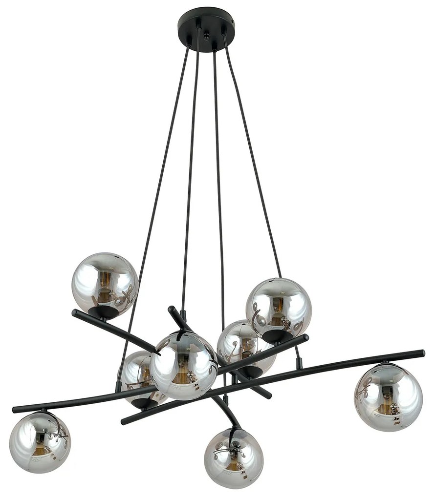 Lampadario Moderno Cadmo Acciaio Nero Grigio 8 Luci E14 Ip20