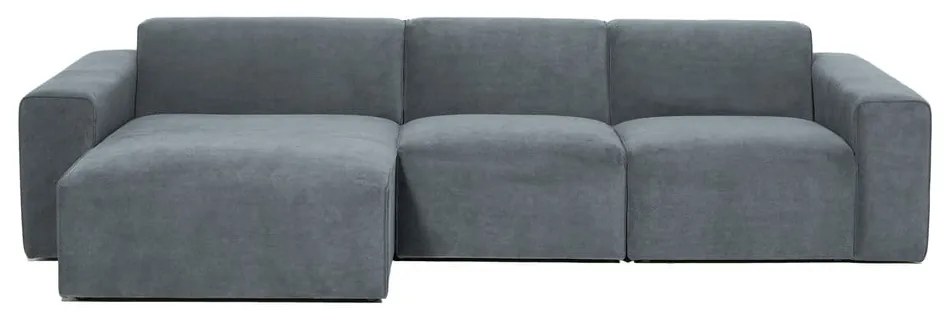 Divano angolare componibile grigio (con penisola a sinistra) con rivestimento in velluto a coste Sting – Scandic