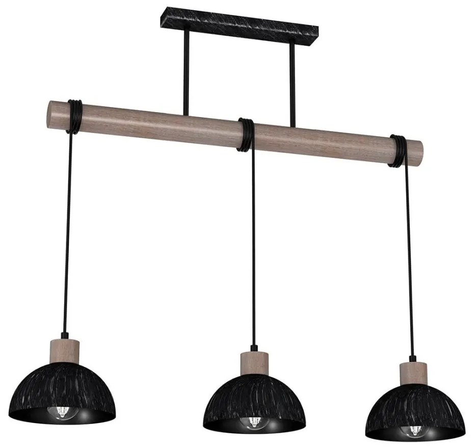 Lampadario su filo  ERIK 3xE27/60W/230V marrone/nero