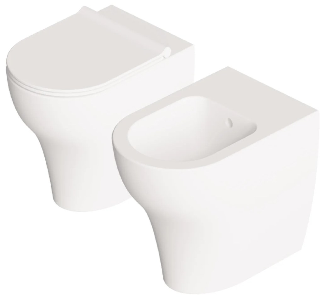 Coppia Di Sanitari a Terra Senza Brida Alice Ceramica "Unica" Bianco Opaco