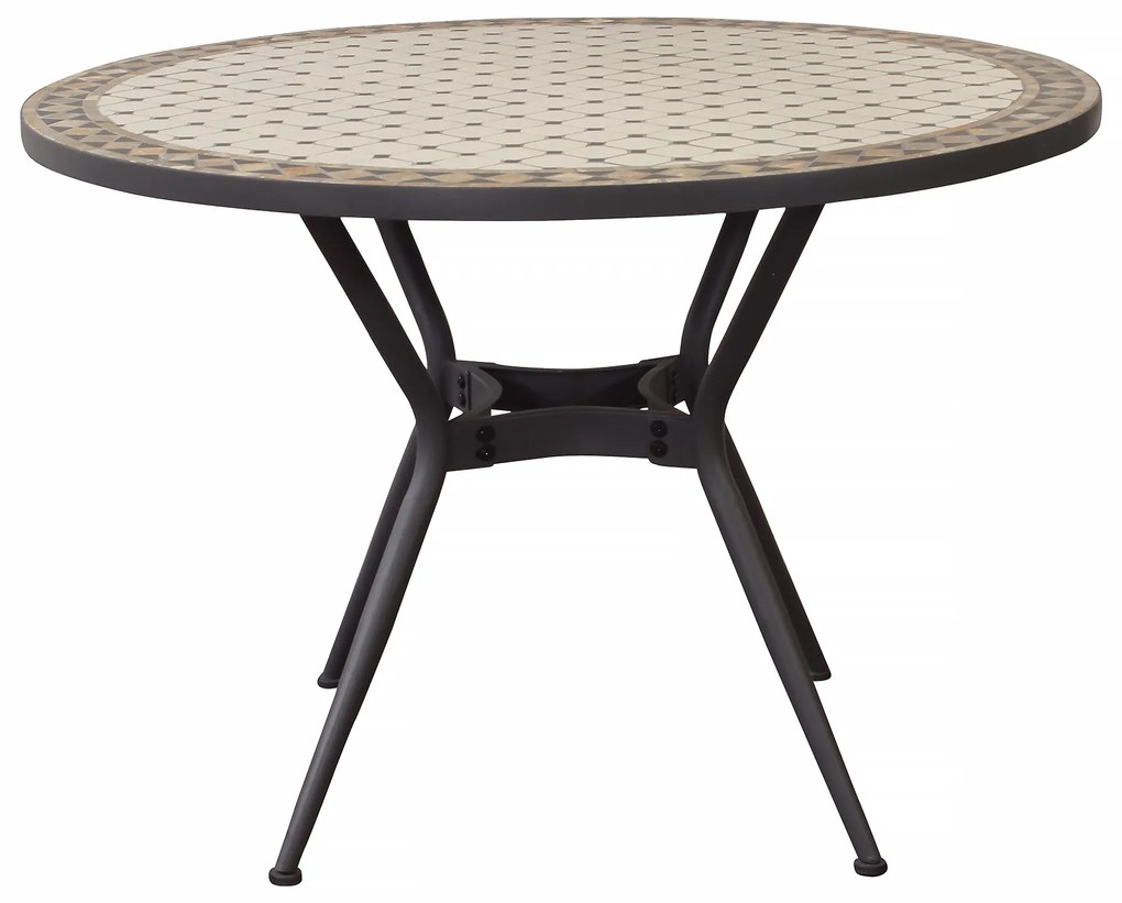 ANXO - tavolo con piano rotondo e mosaico beige e antracite