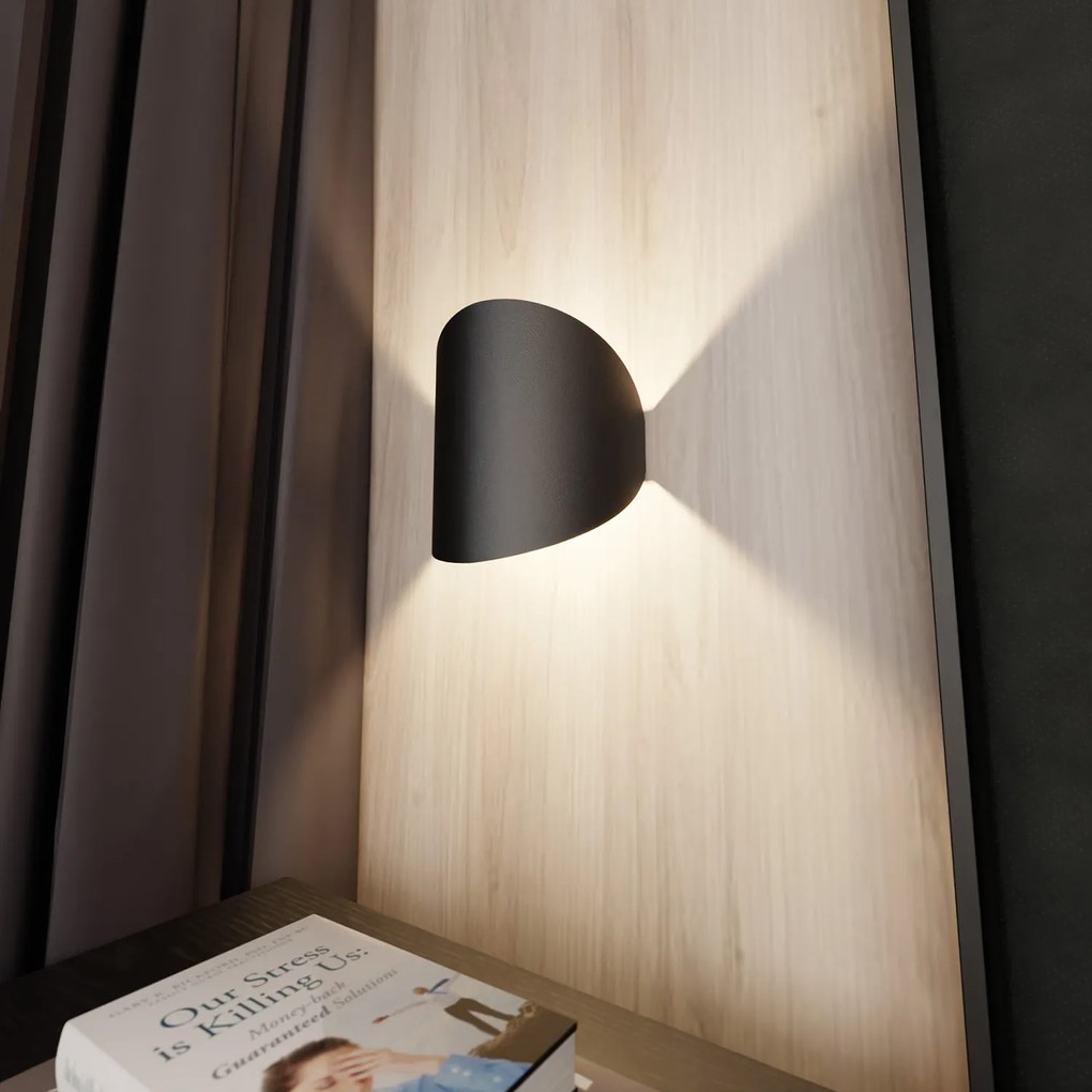Applique Minimal 1 Luce Indiretta Agni In Acciaio Nero