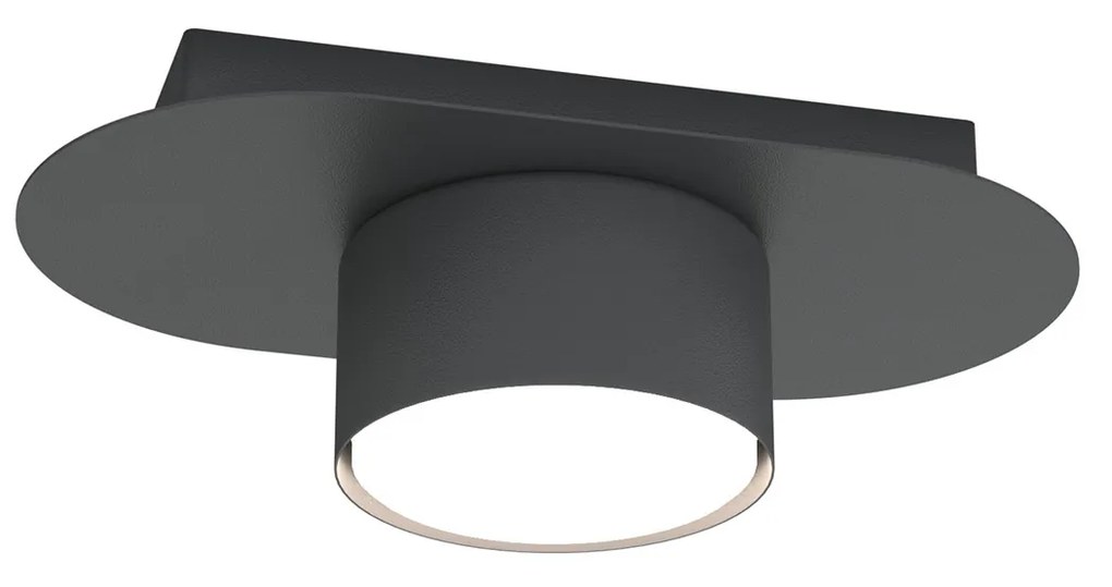 Lampada Da Soffitto 1 Luce Freya In Acciaio Nero Diffusore A Cilindro