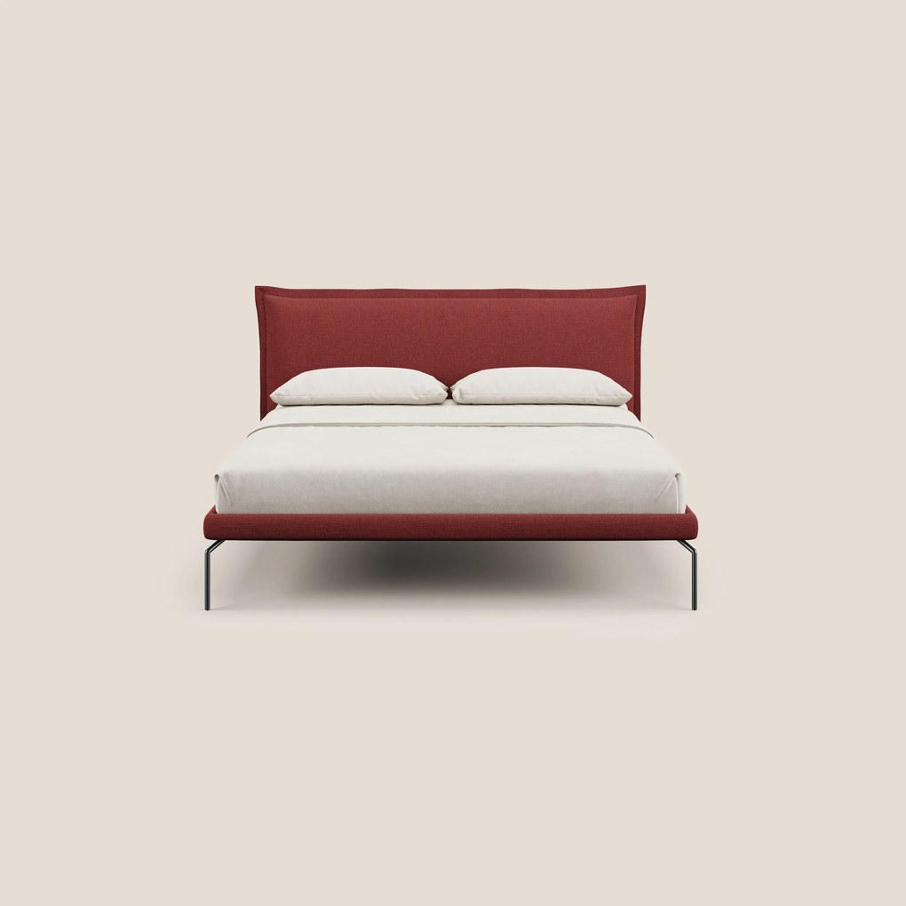 Eric letto imbottito design minimal in morbido tessuto impermeabile T14
