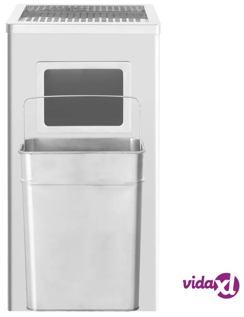 vidaXL Pattumiera con Posacenere da Albergo 45 L Acciaio Inox