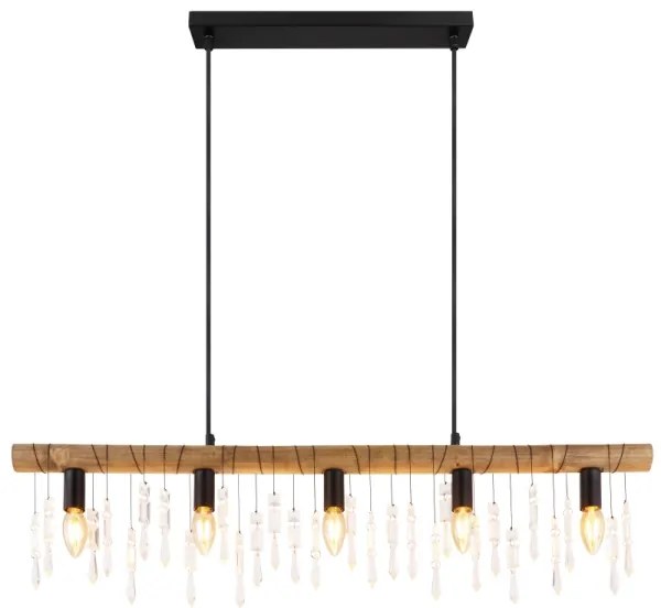 Globo 15532-5H - Lampada a sospensione con cavo KIRA 5xE14/40W/230V nero/marrone