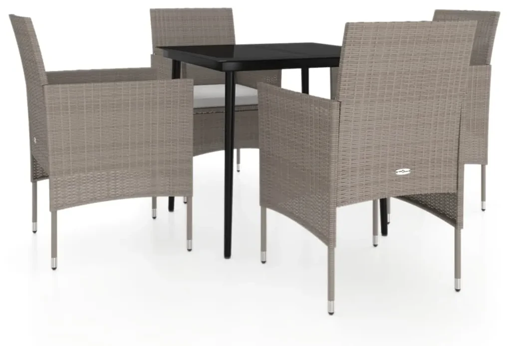 Set da pranzo da giardino 5 pz con cuscini beige e nero