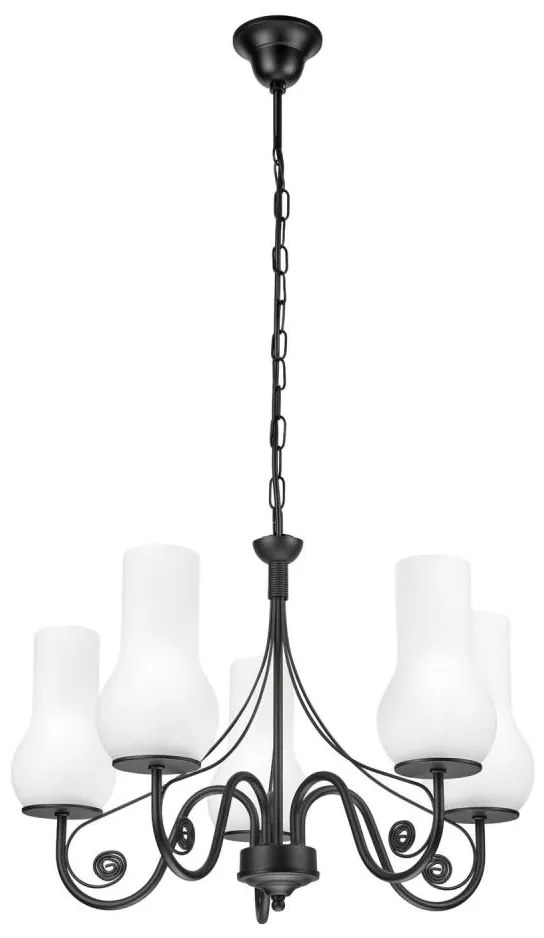 Brilagi - LED Lampadario a sospensione con catena COTTAGE 5xE14/40W/230V nero/bianco