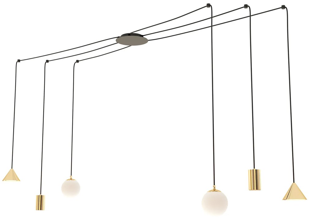 Sospensione Moderna Decentrata Frigg 6 Luci Oro