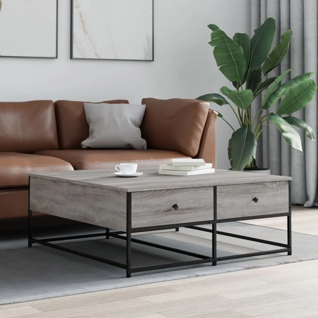 Tavolino Da Salotto Grigio Sonoma 100x99x40cm Legno Multistrato /