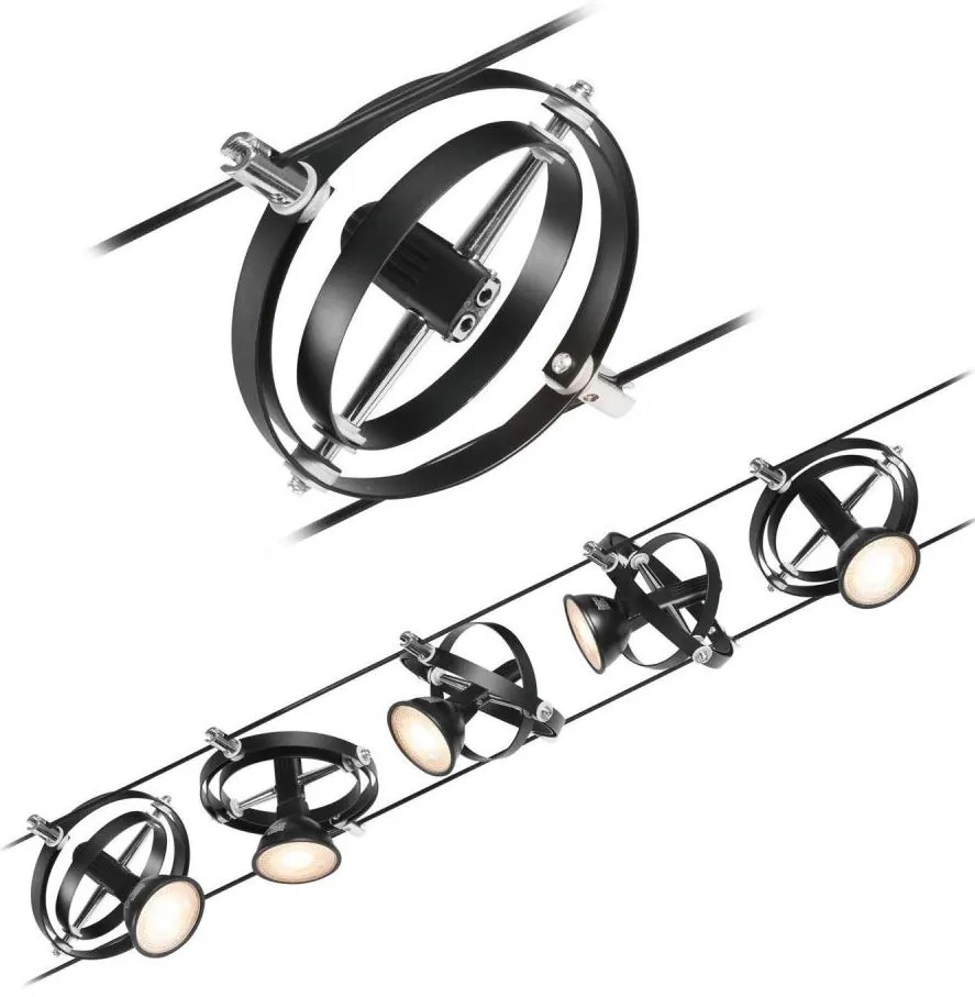 Paulmann 94440 - SET 5xGU5,3/10W Faretto CARDAN 230V nero