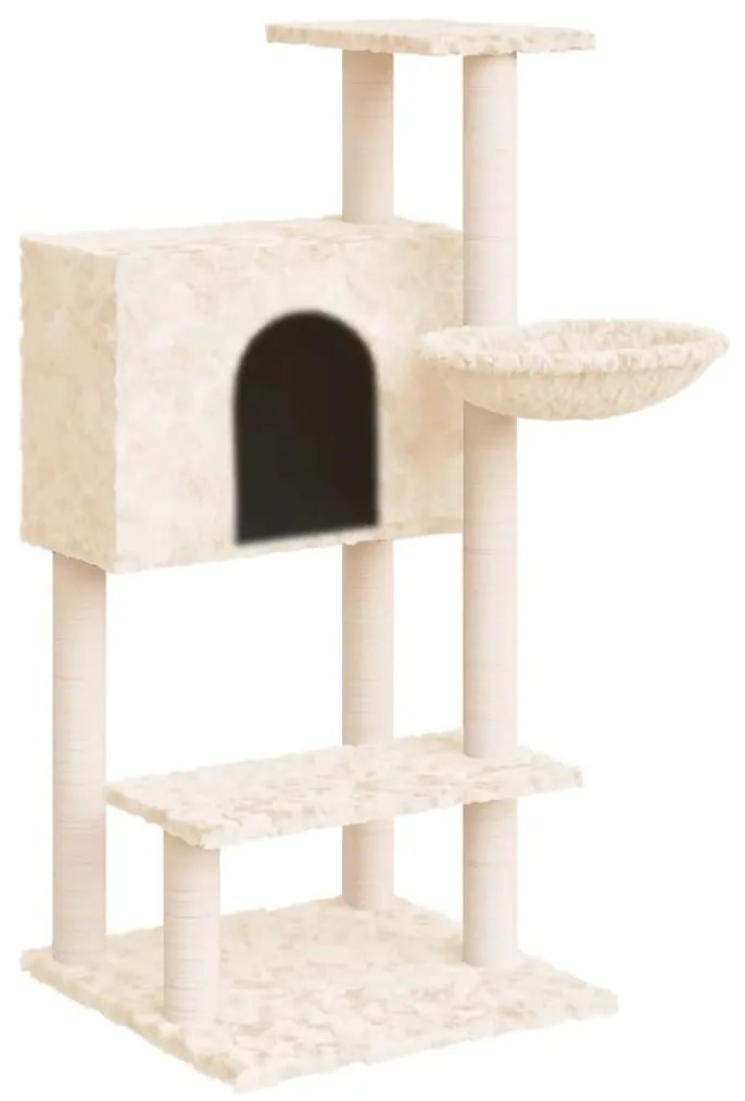 Albero per gatti con tiragraffi in sisal crema 108,5 cm