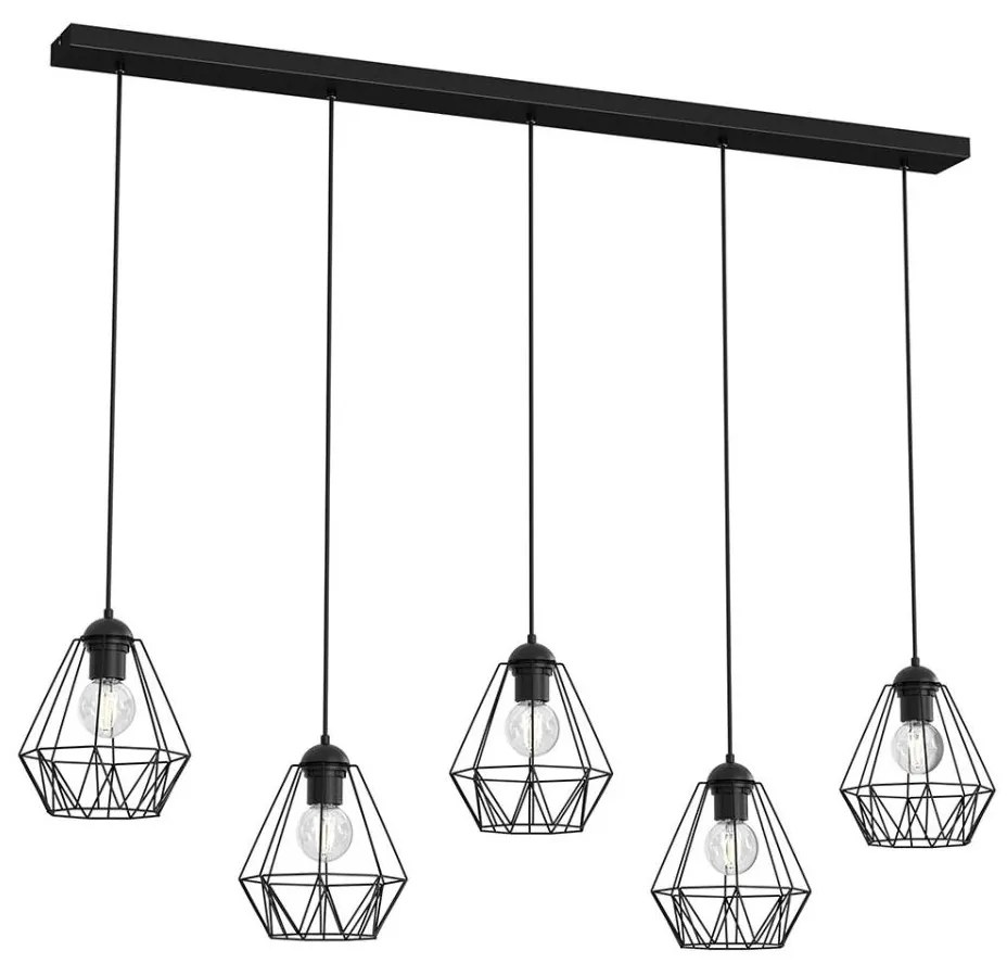 Lampadario su corda BERGEN 5xE27/60W/230V nero