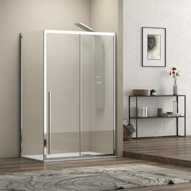 Kamalu - Box doccia 70x140 scorrevole e fisso vetro 8mm altezza h200 | KEL4000