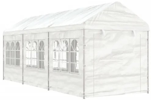 Gazebo con Tetto Bianco 6,69x2,28x2,69 m in Polietilene