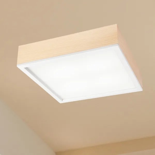 Plafoniera NATURAL SQUARE 4xE27/15W/230V 39x39 cm pino/bianco