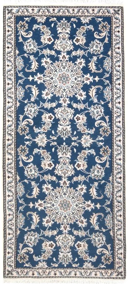 Nain Tappeto 80 x 200 Blu (Iran) Annodato A Mano