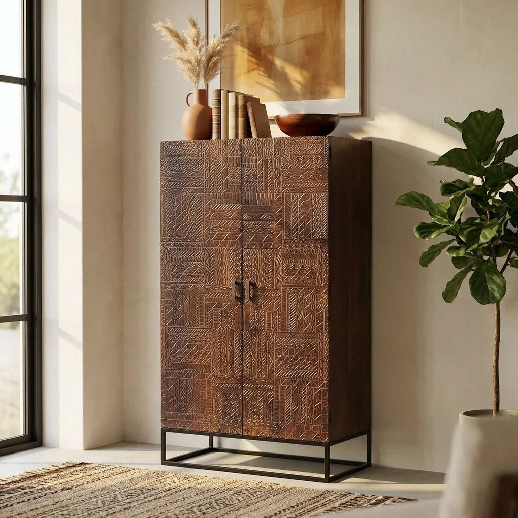 MANTRA - armadio con decoro 2 ante legno e ferro