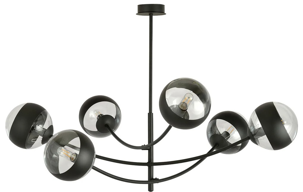 Plafoniera Contemporaneo Oceano Acciaio Nero 6 Luci E14 Ip20