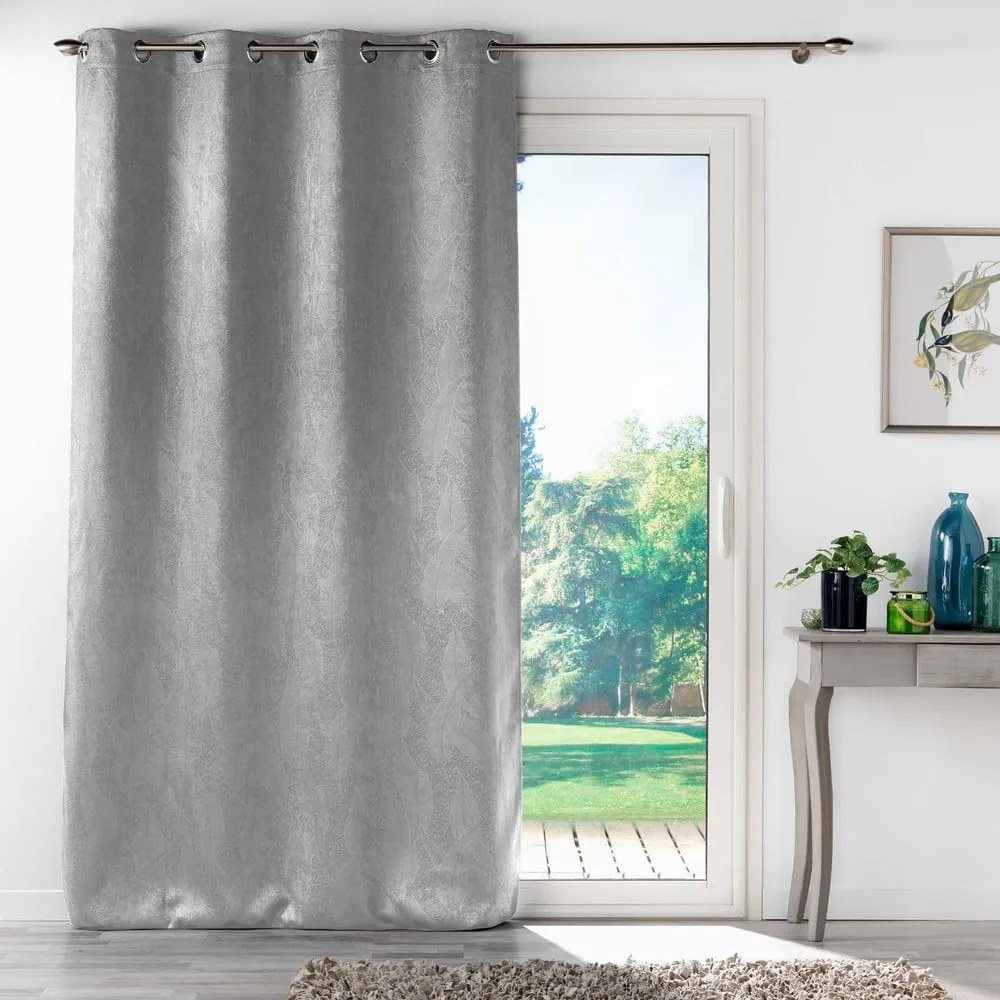 Tenda oscurante in velluto grigio chiaro 135x280 cm Melodie - douceur d'intérieur