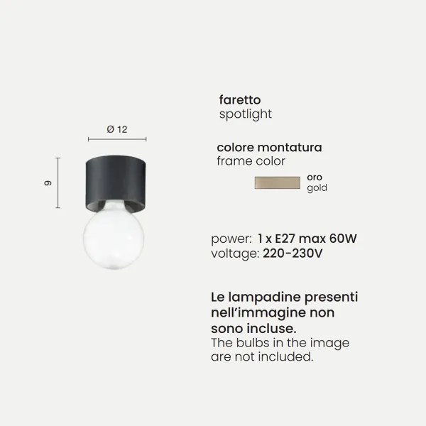 Plafoniera moderna alluminio Oro - BOW E27 lampadina a vista 12x9 cm
