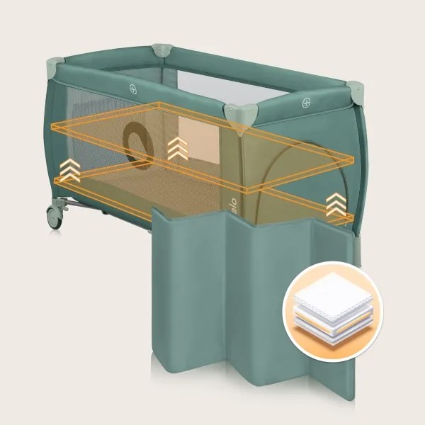 Lionelo - Lettino da viaggio STEFI PLUS Verde oliva