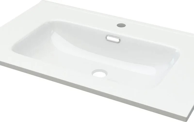 Lavabo d'appoggio rettangolare New L 75 x H 1.8 x P 46 cm in ceramica bianco