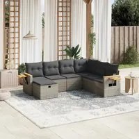 Set Divani da Giardino 7 pz con Cuscini Grigio in Polyrattan 3265547