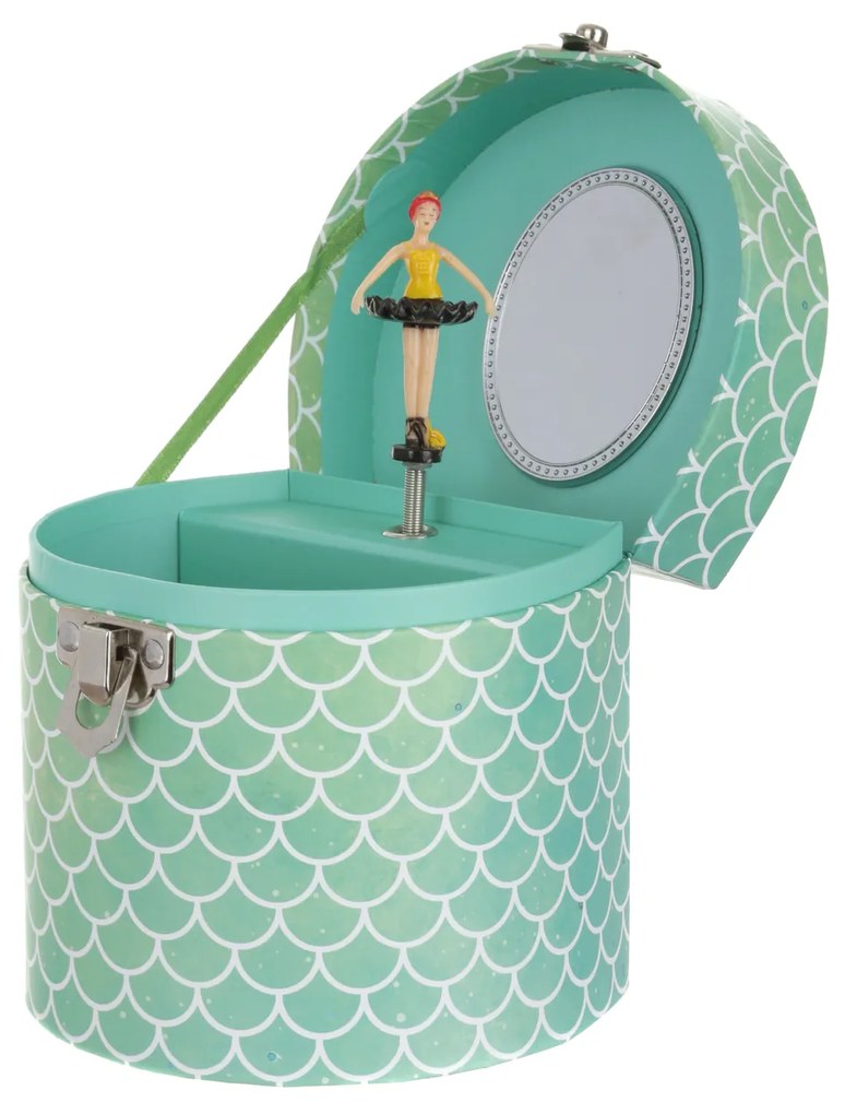 Cofanetto portagioie ballerina carillon verde