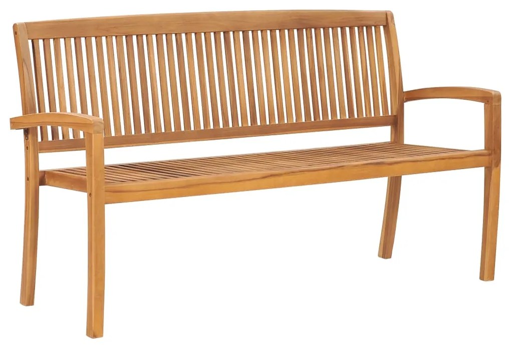 Panchina da Giardino Impilabile e Cuscino 159cm Teak Massello