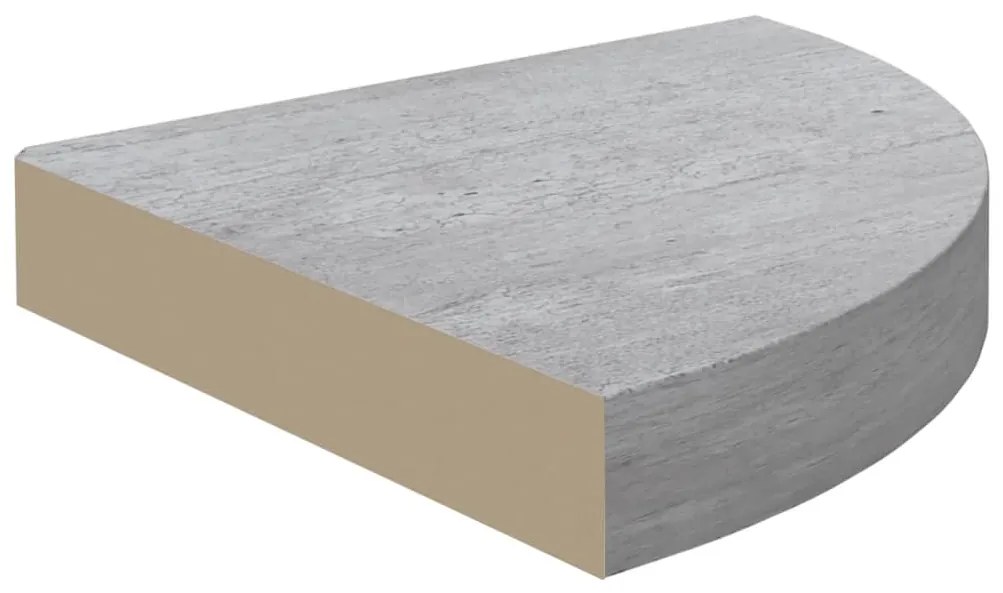 Mensole angolari 2pz grigio cemento 25x25x3,8 cm in mdf