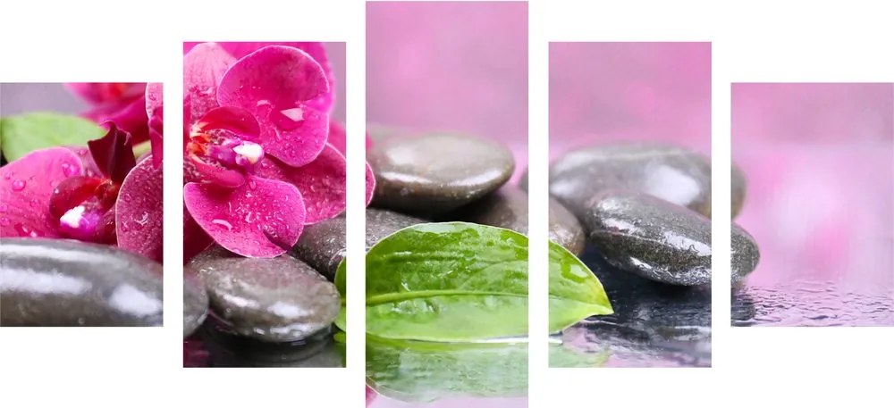 Quadri 5 pezzi – Orchidea con tocco di relax