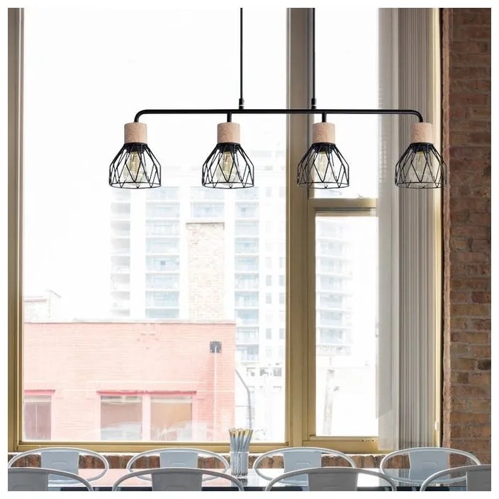 Lampadario Industriale Clayton nero 4x E27 SEYNAVE