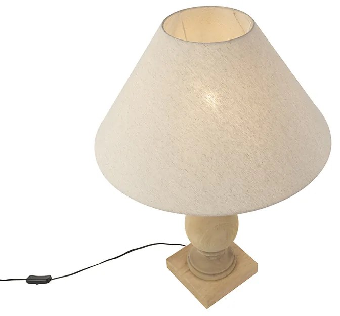 Lampada da tavolo rustica con paralume in lino beige 50 cm - Catnip