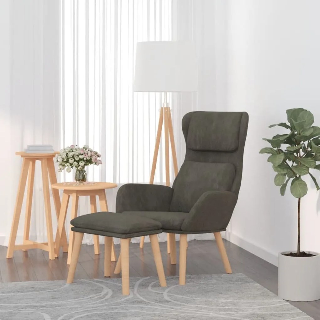 Poltrona Relax Con Poggiapiedi Grigio Scuro İn Velluto /