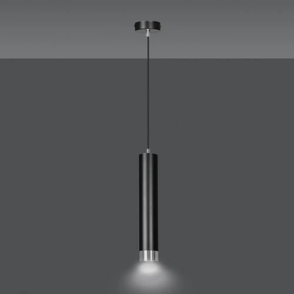 Lampada a Sospensione in Acciaio KIBO 1 GU10 Colore del corpo Nero e Cromo