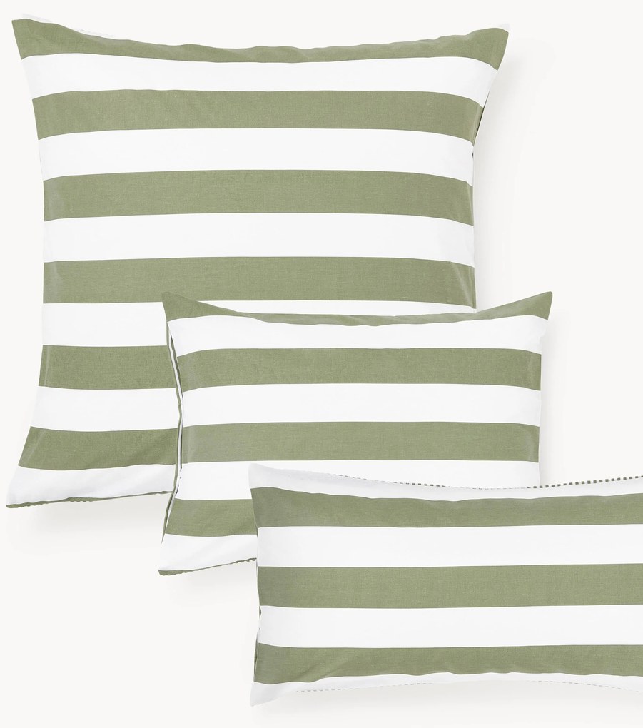 Federa reversibile in cotone a righe Lorena